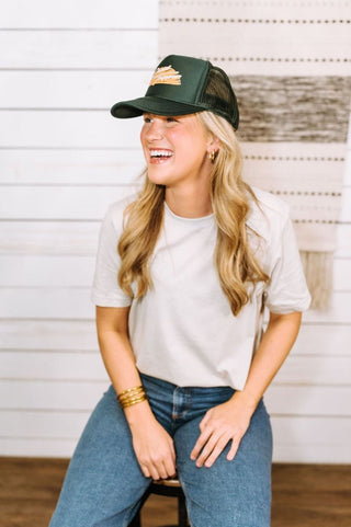 Road Tripper Hunter Green Trucker Hat - Tucked & Threaded