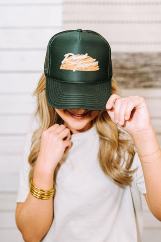 Road Tripper Hunter Green Trucker Hat - Tucked & Threaded