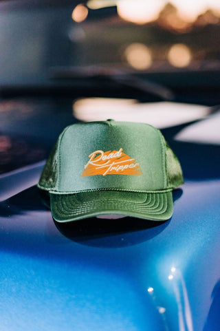 Road Tripper Hunter Green Trucker Hat - Tucked & Threaded