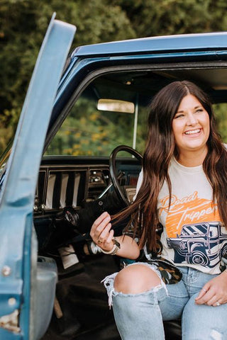 Road Tripper Natural Tee-Small Only - Tucked & Threaded