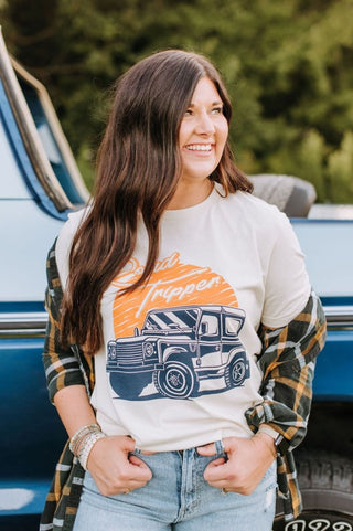 Road Tripper Natural Tee-Small Only - Tucked & Threaded