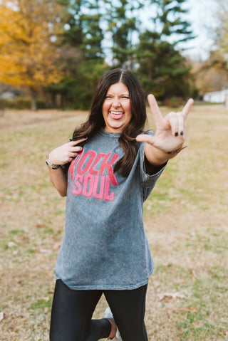 Rock & Soul Grey Mineral Wash Tee - Tucked & Threaded