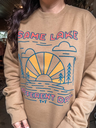 Same Lake Different Day Lightweight Sweatshirt - Tucked & Threaded