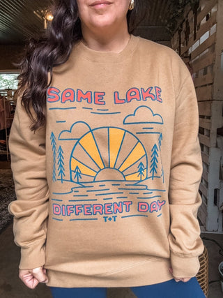 Same Lake Different Day Lightweight Sweatshirt - Tucked & Threaded