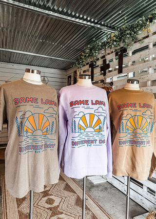 Same Lake Different Day Lightweight Sweatshirt - Tucked & Threaded