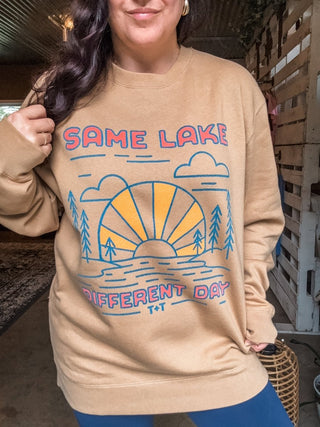 Same Lake Different Day Lightweight Sweatshirt - Tucked & Threaded
