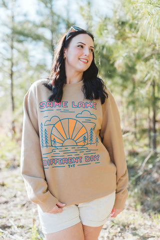 Same Lake Different Day Lightweight Sweatshirt (Wholesale) - Tucked & Threaded