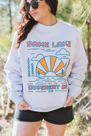 Same Lake Different Day Lightweight Sweatshirt (Wholesale) - Tucked & Threaded
