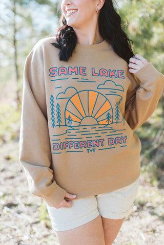 Same Lake Different Day Lightweight Sweatshirt (Wholesale) - Tucked & Threaded