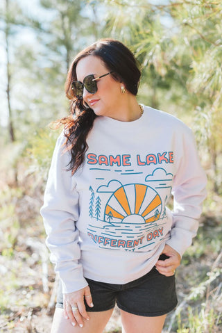 Same Lake Different Day Lightweight Sweatshirt (Wholesale) - Tucked & Threaded