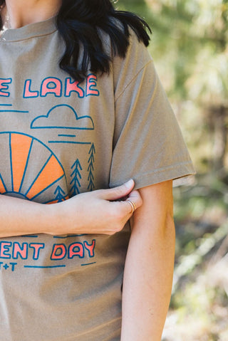 Same Lake Different Day Mocha Vintage Tee (Wholesale) - Tucked & Threaded