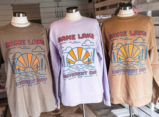 Same Lake Different Day Mocha Vintage Tee (Wholesale) - Tucked & Threaded