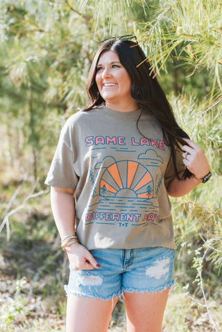 Same Lake Different Day Mocha Vintage Tee (Wholesale) - Tucked & Threaded