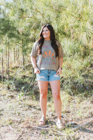 Same Lake Different Day Mocha Vintage Tee (Wholesale) - Tucked & Threaded
