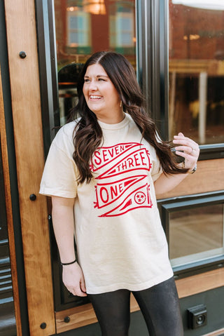 Seven Three One Banner Ivory Tee - Tucked & Threaded