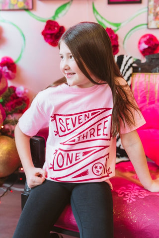 Seven Three One Banner Pink Youth Tee - Tucked & Threaded