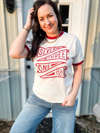 Seven Three One Banner Red Ringer Tee - Tucked & Threaded