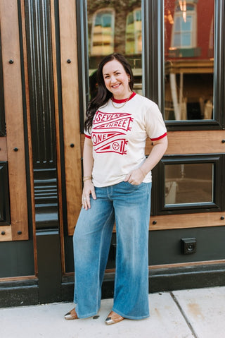 Seven Three One Banner Red Ringer Tee - Tucked & Threaded