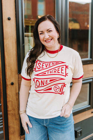 Seven Three One Banner Red Ringer Tee - Tucked & Threaded