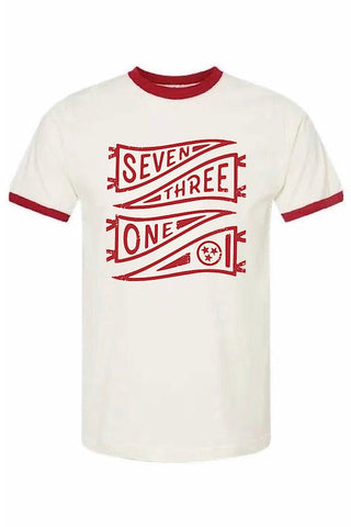Seven Three One Banner Red Ringer Tee - Tucked & Threaded