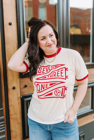 Seven Three One Banner Red Ringer Tee - Tucked & Threaded