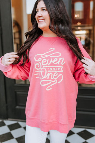 Seven Three One Coral Sweatshirt - Tucked & Threaded