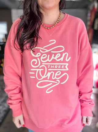 Seven Three One Coral Sweatshirt - Tucked & Threaded