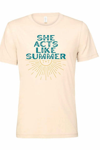 She Acts Like Summer Heather Tan Tee-4XL Only - Tucked & Threaded