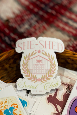 She-Shed Social Club Sticker - Tucked & Threaded