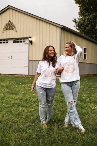 She-Shed Social Club White Sweatshirt - Tucked & Threaded