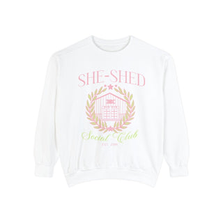 She-Shed Social Club White Sweatshirt - Tucked & Threaded
