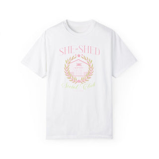 She-Shed Social White Crewneck Tee - Tucked & Threaded