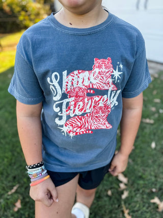 Shine Fiercely Tiger Youth Tee - Tucked & Threaded