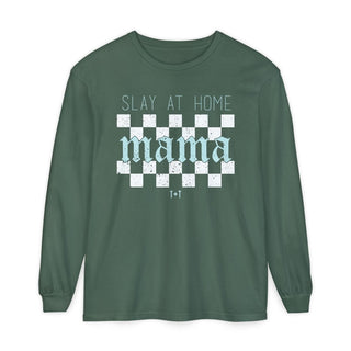 Slay at Home Mama Checkered Unisex Long-Sleeve Tee - Tucked & Threaded