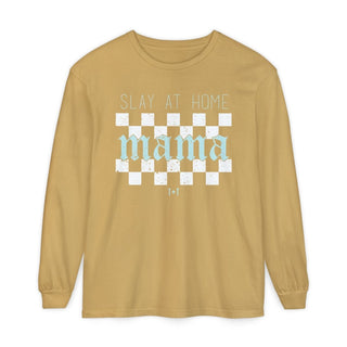 Slay at Home Mama Checkered Unisex Long-Sleeve Tee - Tucked & Threaded