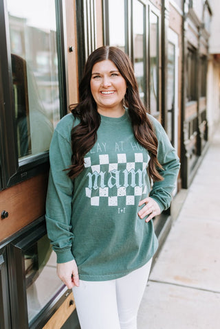 Slay at Home Mama Checkered Unisex Long-Sleeve Tee - Tucked & Threaded