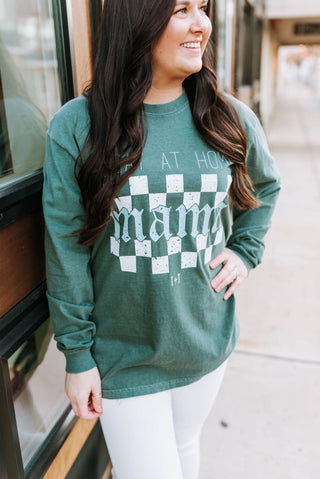 Slay at Home Mama Checkered Unisex Long-Sleeve Tee - Tucked & Threaded