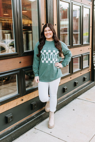 Slay at Home Mama Checkered Unisex Long-Sleeve Tee - Tucked & Threaded