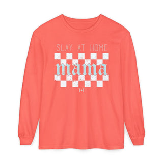 Slay at Home Mama Checkered Unisex Long-Sleeve Tee - Tucked & Threaded