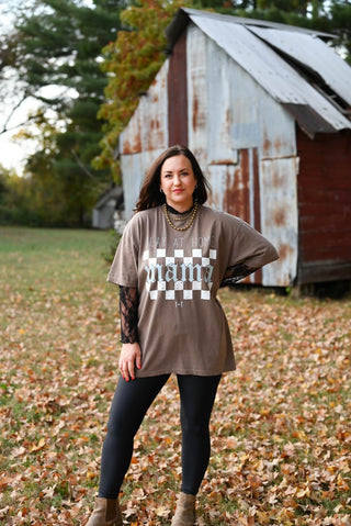 Slay at Home Mama Checkered Unisex Tee - Tucked & Threaded