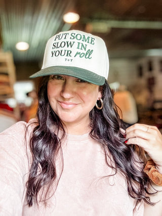 Slow in Your Roll Green + Natural Trucker Hat (Wholesale) - Tucked & Threaded