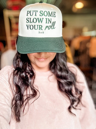 Slow in Your Roll Green + Natural Trucker Hat (Wholesale) - Tucked & Threaded