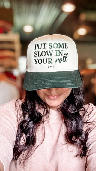 Slow in Your Roll Green + Natural Trucker Hat (Wholesale) - Tucked & Threaded