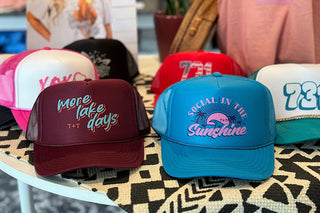 Social in the Sunshine Aqua Trucker Hat - Tucked & Threaded