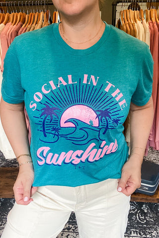 Social in the Sunshine Teal Triblend Tee - Tucked & Threaded