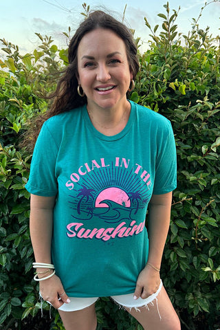 Social in the Sunshine Teal Triblend Tee - Tucked & Threaded