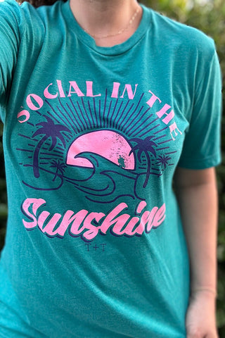 Social in the Sunshine Teal Triblend Tee - Tucked & Threaded