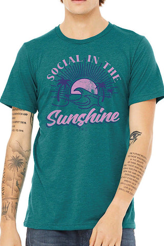 Social in the Sunshine Teal Triblend Tee - Tucked & Threaded