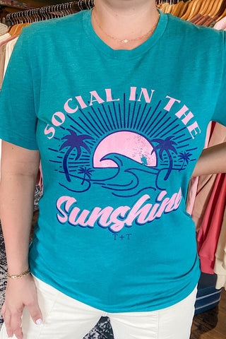 Social in the Sunshine Teal Triblend Tee - Tucked & Threaded