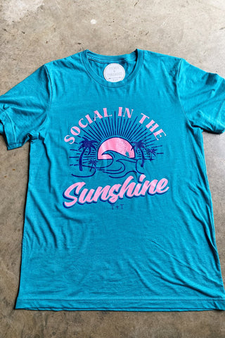 Social in the Sunshine Teal Triblend Tee - Tucked & Threaded
